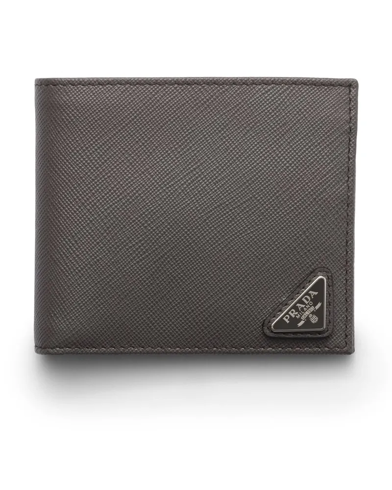 Prada Saffiano Leder Brieftasche Mit Münzfach, Herren, Rauchgrau Rauchgrau