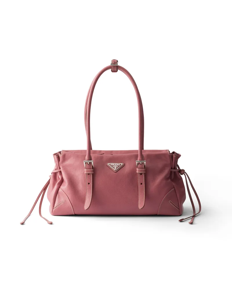 Prada Mittelgroße Tote Bag Aus Gealtertem Leder, Damen, Lotusrosa Lotusrosa