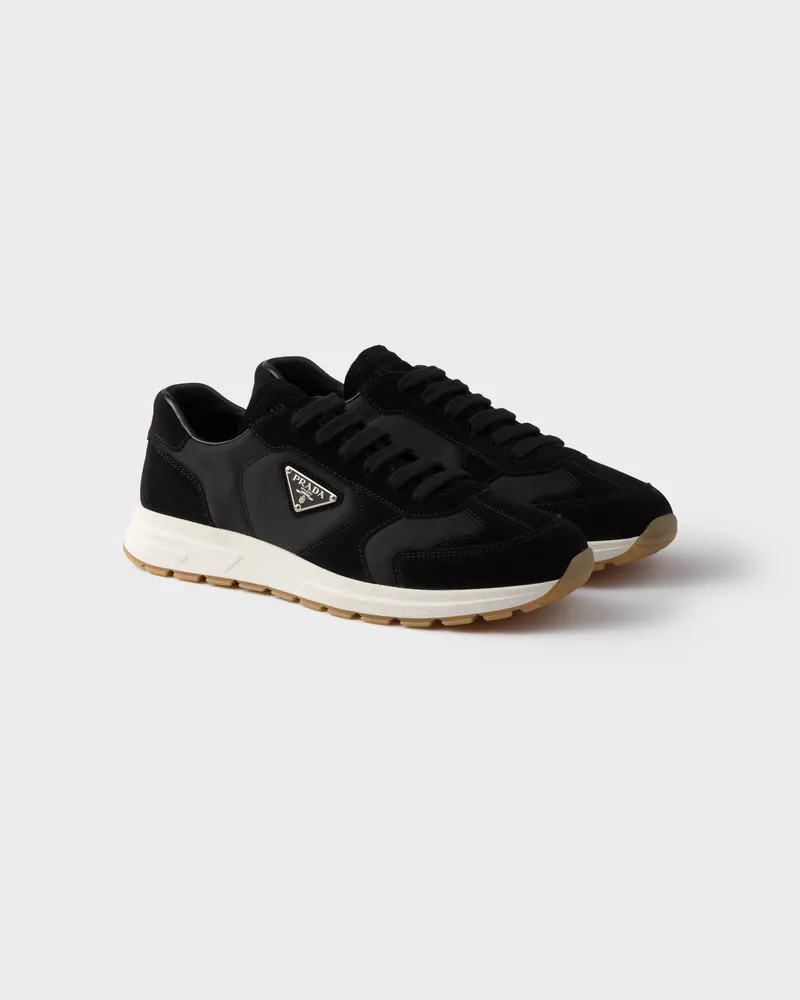 Prada Prax-Sneaker aus Wildleder und Re-Nylon Schwarz