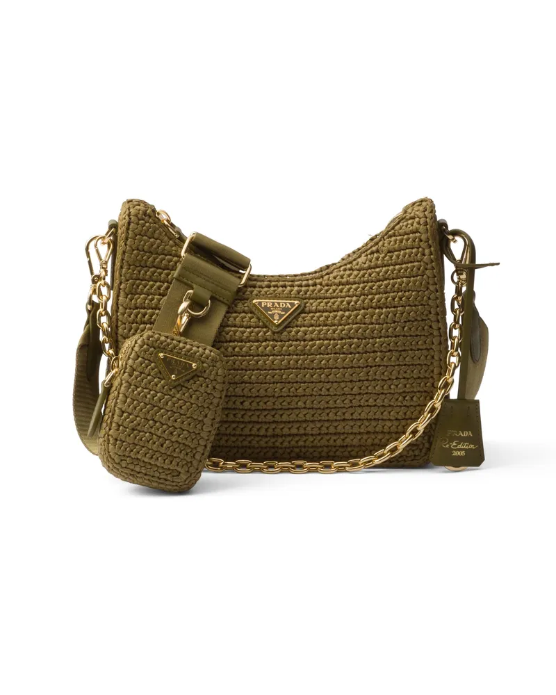 Prada Re-edition 2005 Häkeltasche, Damen, Olivgrün Olivgrün