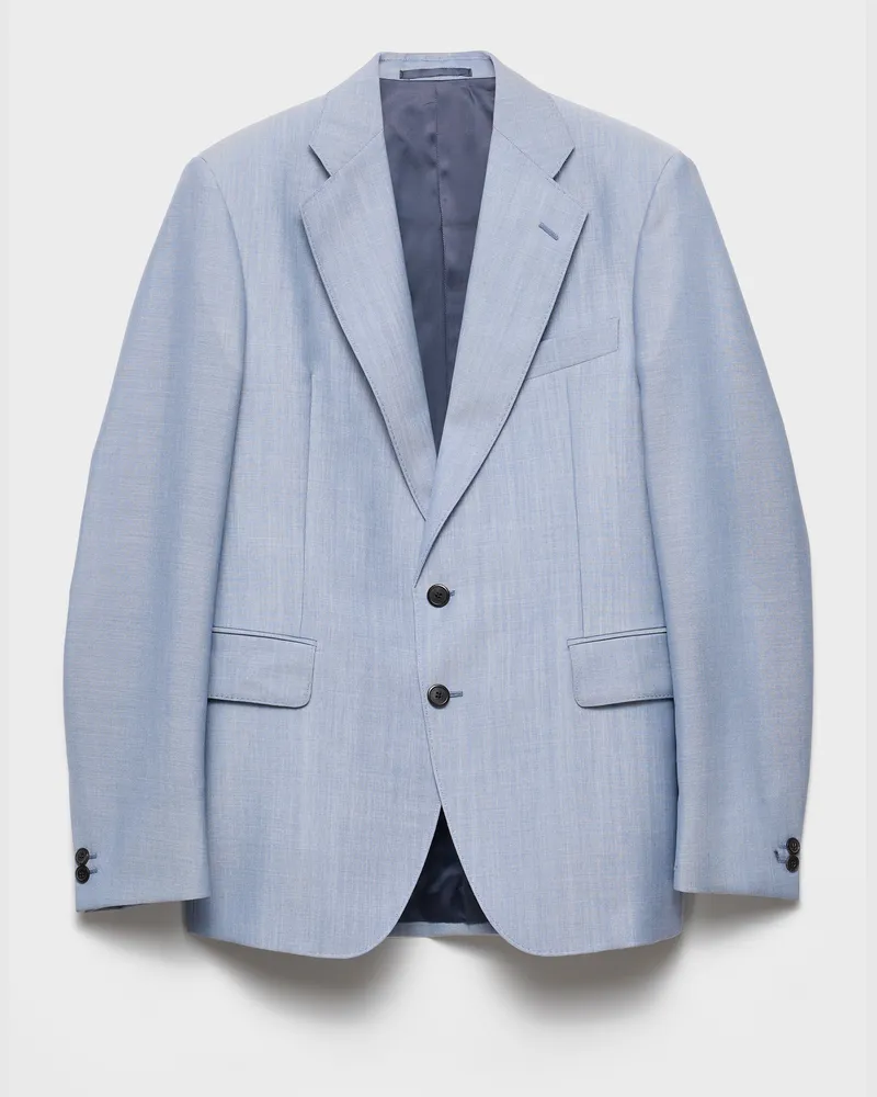Prada Einreihige Jacke aus Wolle und Mohair Aviation