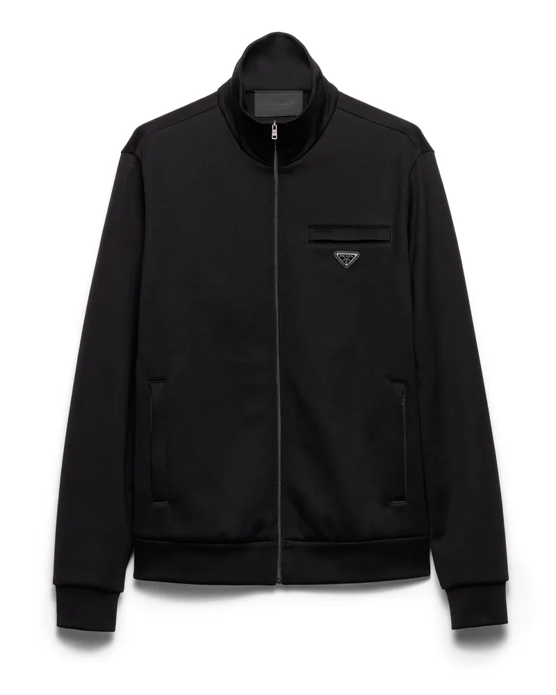 Prada Blousonjacke Aus Technischer Baumwolle, Herren, Schwarz, Größe Schwarz