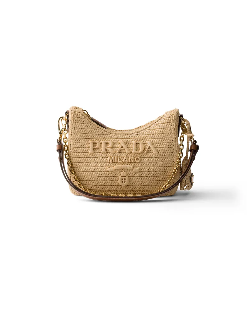 Prada Gehäkelte  Re-edition Mini Bag, Damen, Beige/cognac Beige