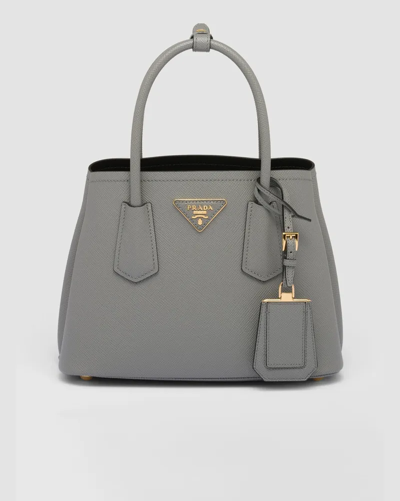 Prada Kleine  Double Tasche aus Saffiano-Leder Schiefer