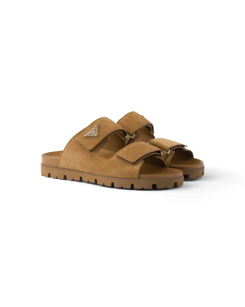 Prada Sandalen Aus Wildleder Mit Band, Herren, Zimt, Größe 8 Zimt