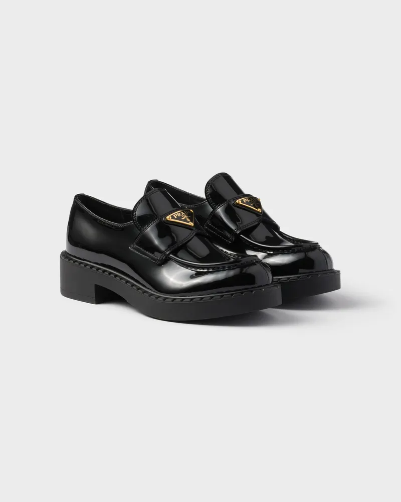 Prada Chocolate Loafer aus Lackleder Schwarz