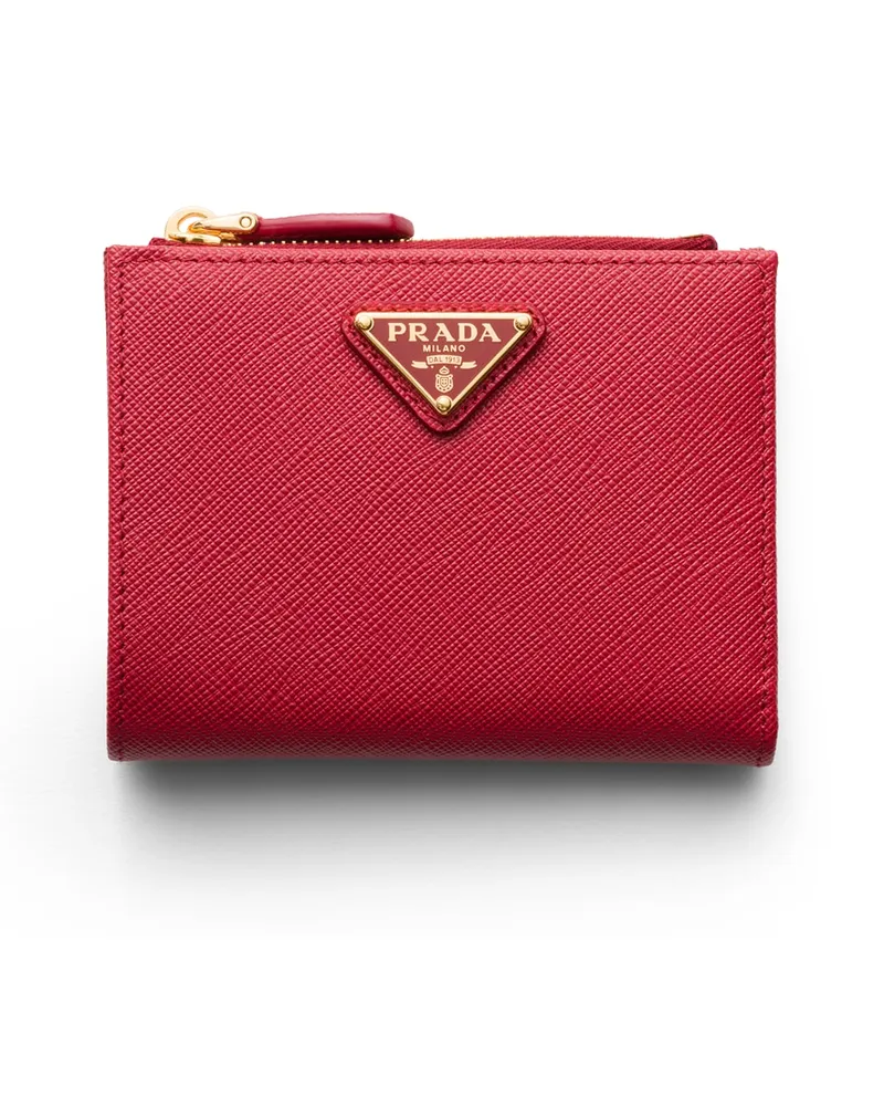 Prada Kleine Geldbörse Aus Saffiano-leder, Damen, Feuerrot Feuerrot