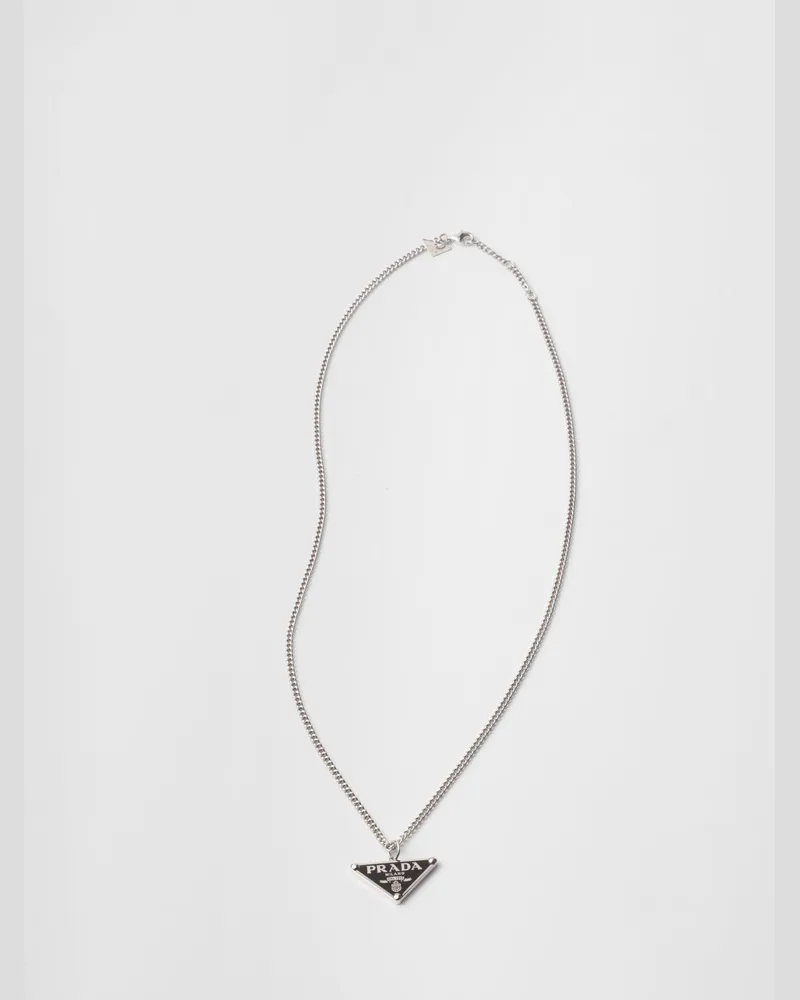 Prada Halskette mit Anhänger aus Silber Schwarz