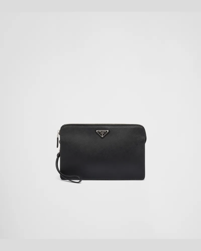 Prada Pouch aus Saffiano-Leder Schwarz