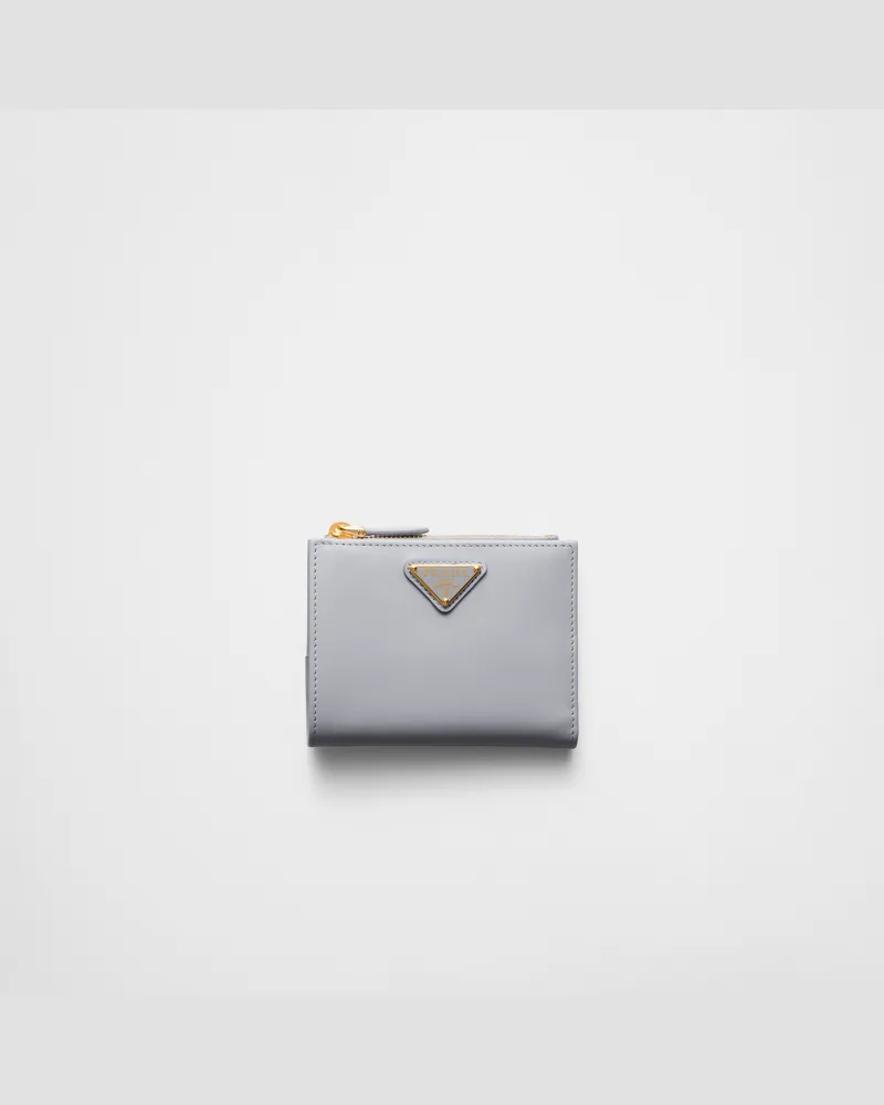 Prada Kleine Geldbörse aus Leder Granitgrau