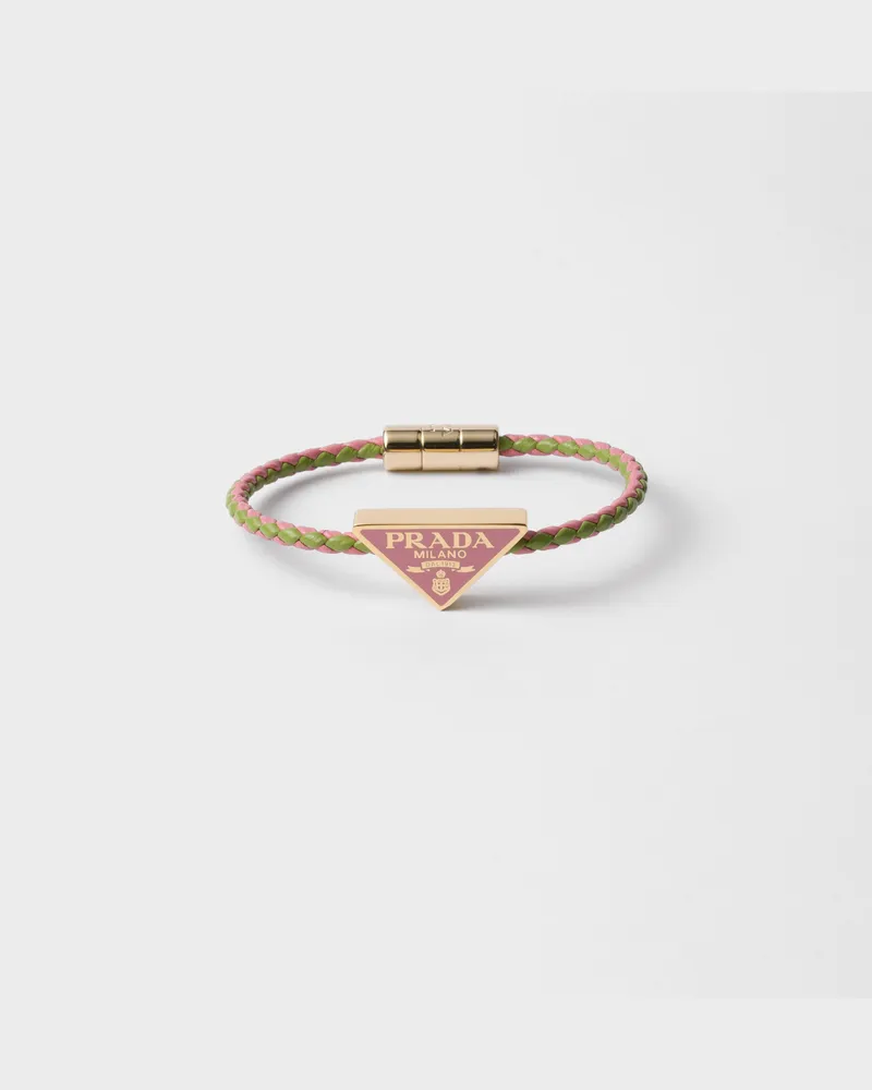 Prada Geflochtenes Armband aus Nappa-Leder Blütenrosa