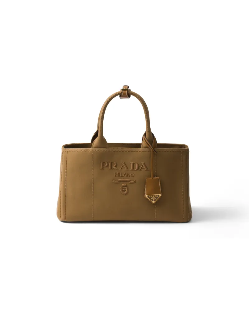 Prada Jardinière Große Handtasche Aus Baumwoll-canvas, Damen, Tabak Tabak