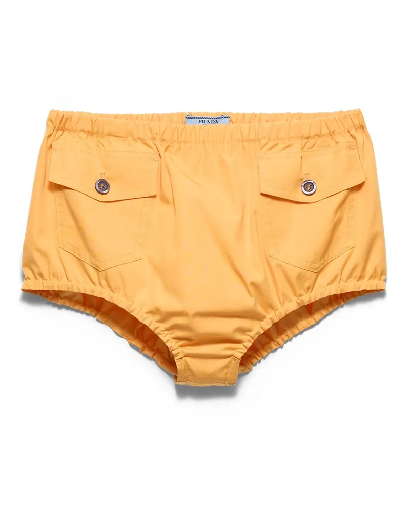 Prada Shorts Aus Popeline, Damen, Gelb, Größe Gelb