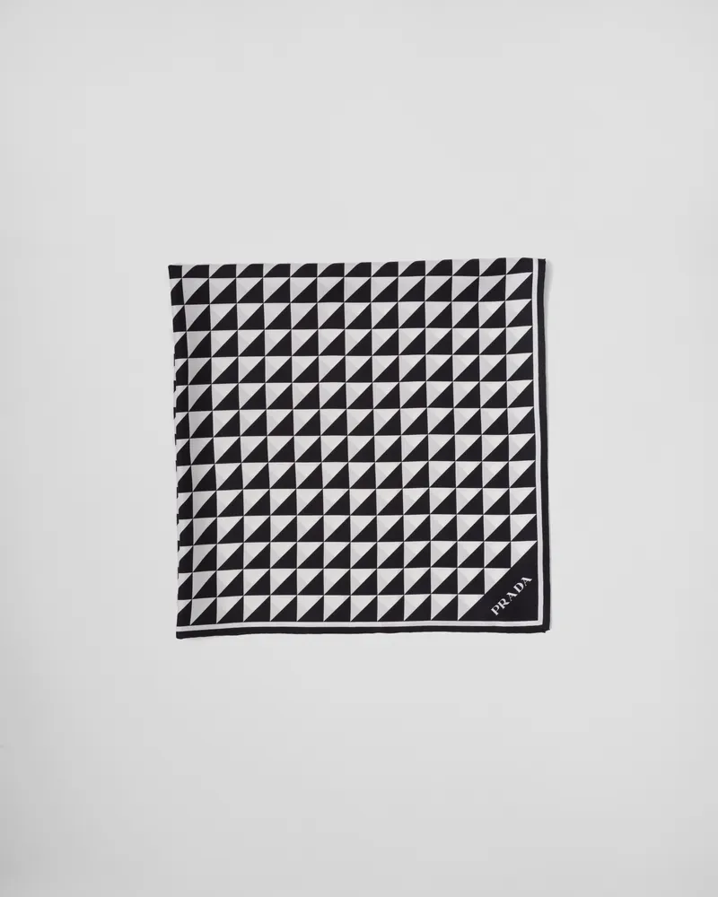 Prada Schal aus Seidentwill mit Print, 90 x 90 Schwarz