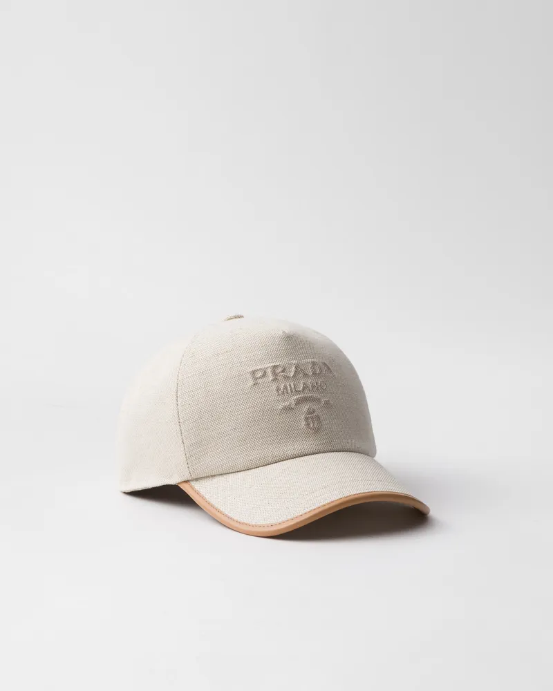 Prada Baseballkappe aus Leinenmischgewebe Natur