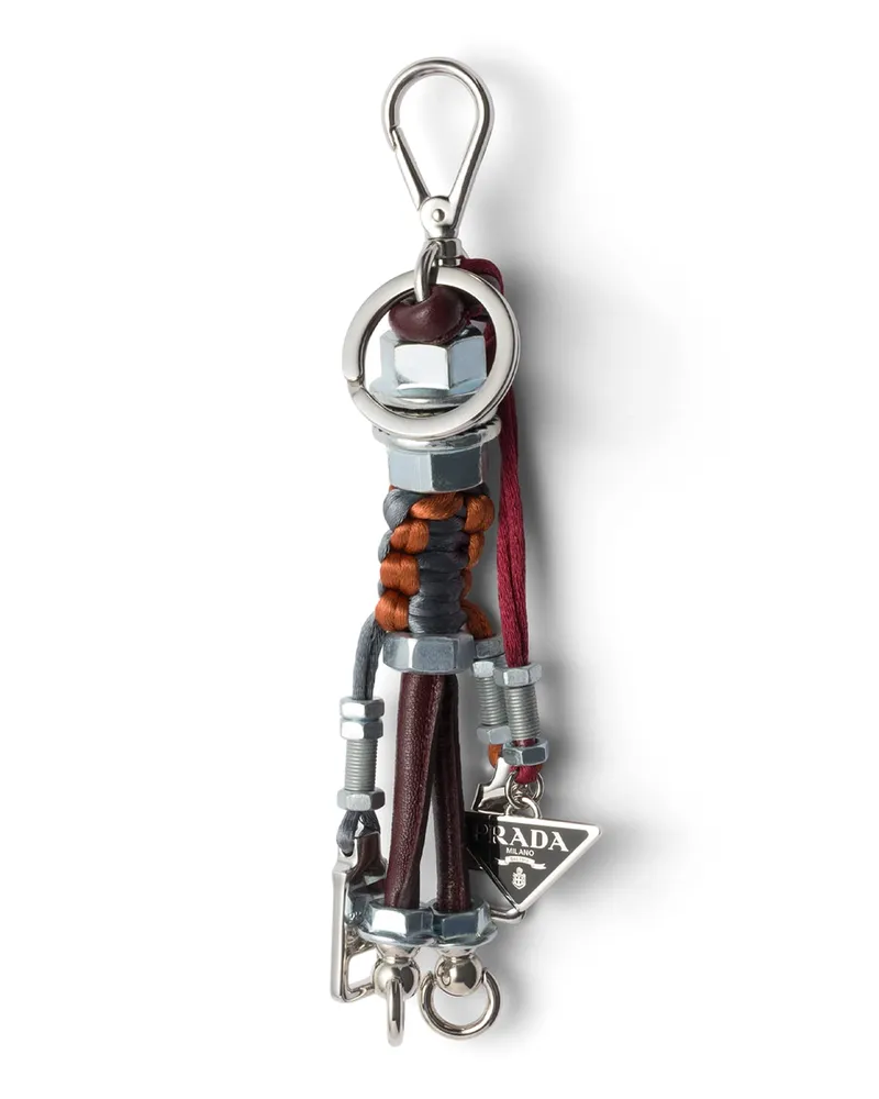 Prada Roboter-schlüsselring Aus Metall Mit Anhänger, Damen, Burgunder/grau Burgunder