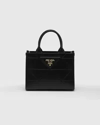 Prada Kleine  Symbole Tasche aus Leder mit Steppnähten Schwarz