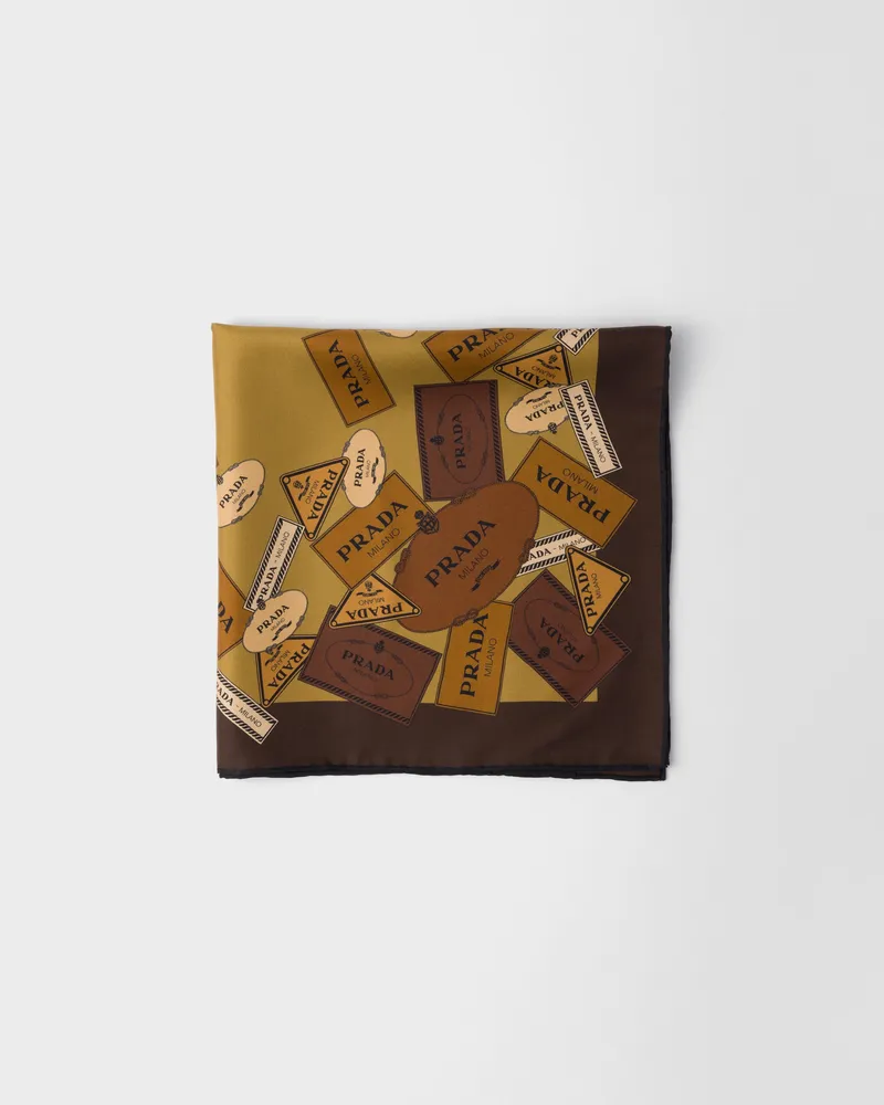 Prada Schal aus Twill mit Print 55x55 cm Ebenholz