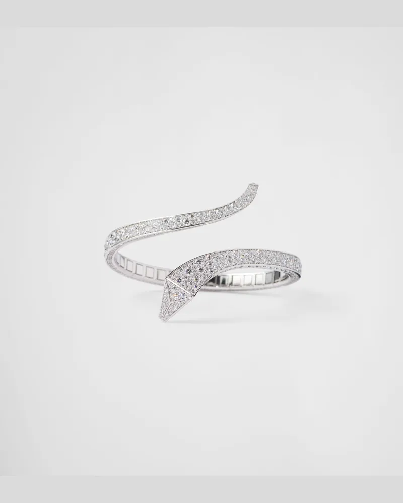 Prada Eternal Gold Schlangenarmreif aus Weißgold mit Diamanten White