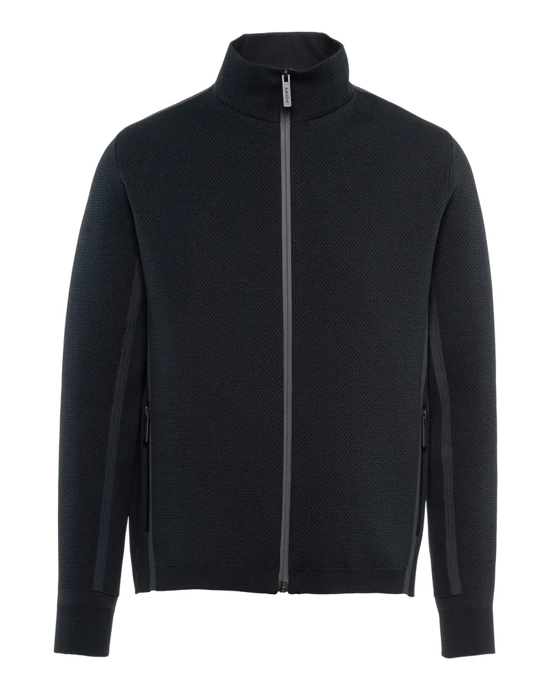 Prada Rollkragen-sweatshirt Aus Techno-strick Mit Reißverschluss, Herren, Schwarz, Größe Schwarz