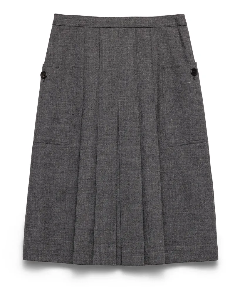 Prada Faltenrock Mit Rush-stich, Damen, Schiefergrau, Größe Schiefergrau