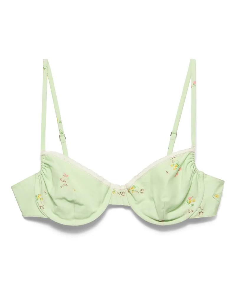 Prada Bouquet-druck Alter Canvas Bh-top, Damen, Puderblau, Größe Puderblau