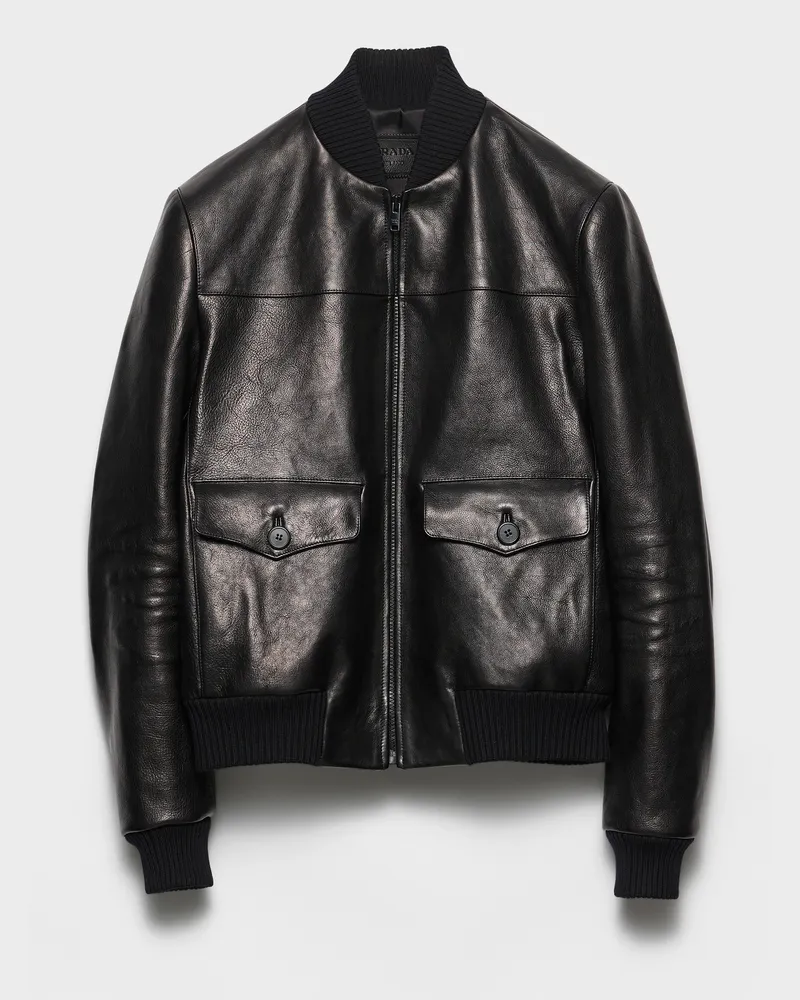 Prada Bomberjacke aus Leder Schwarz
