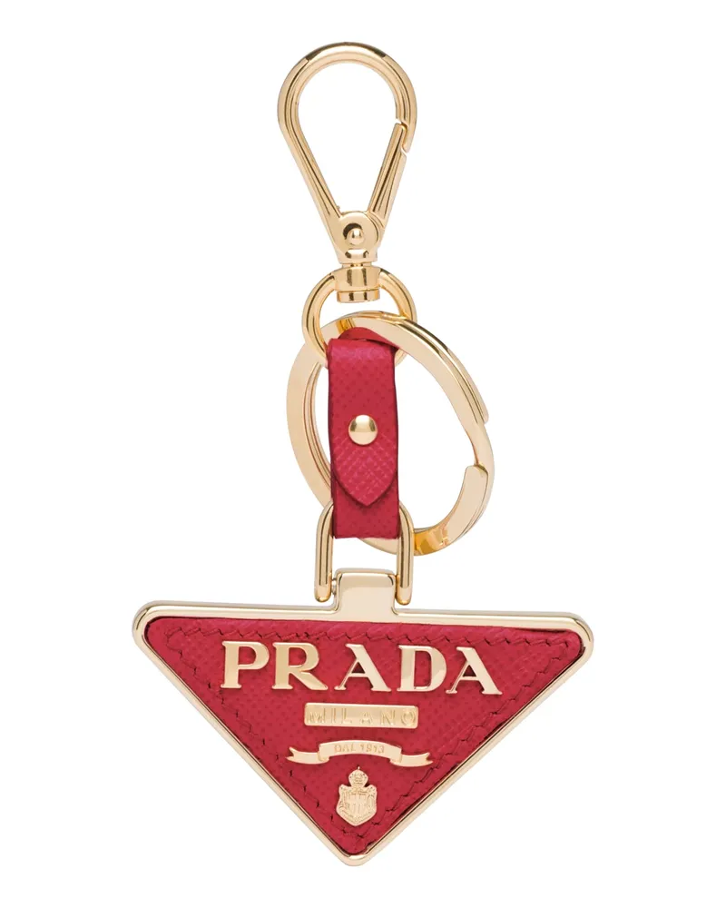 Prada Schlüsselanhänger Aus Saffiano Leder Und Metall, Damen, Feuerrot Feuerrot
