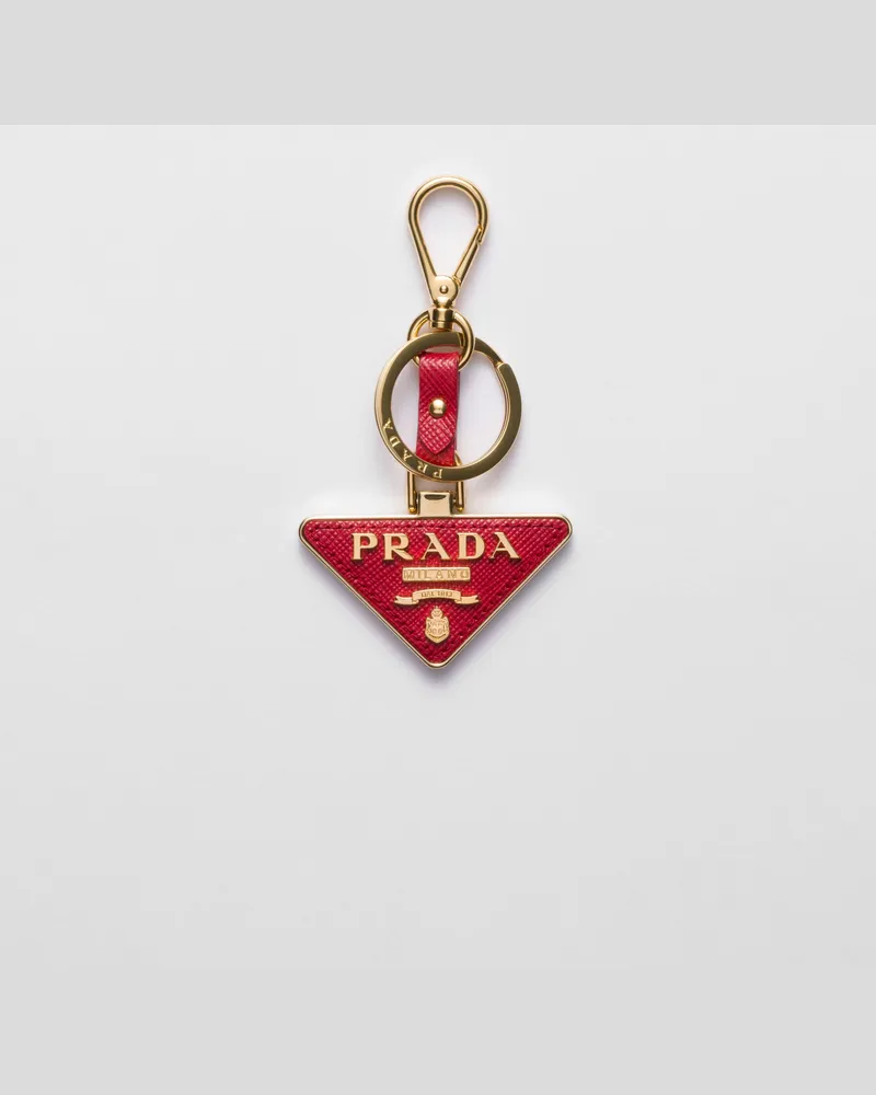 Prada Schlüsselanhänger aus Saffiano Leder Feuerrot