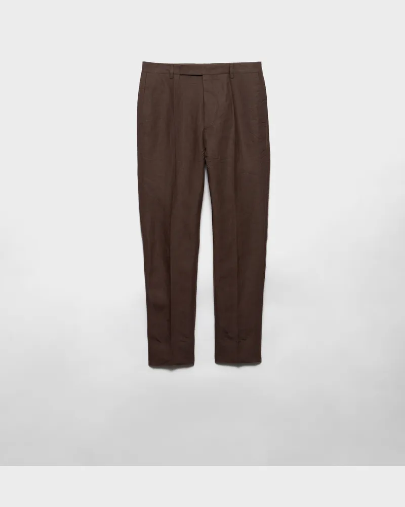 Prada Maßgeschneiderte Hose aus Leinen Ebenholz
