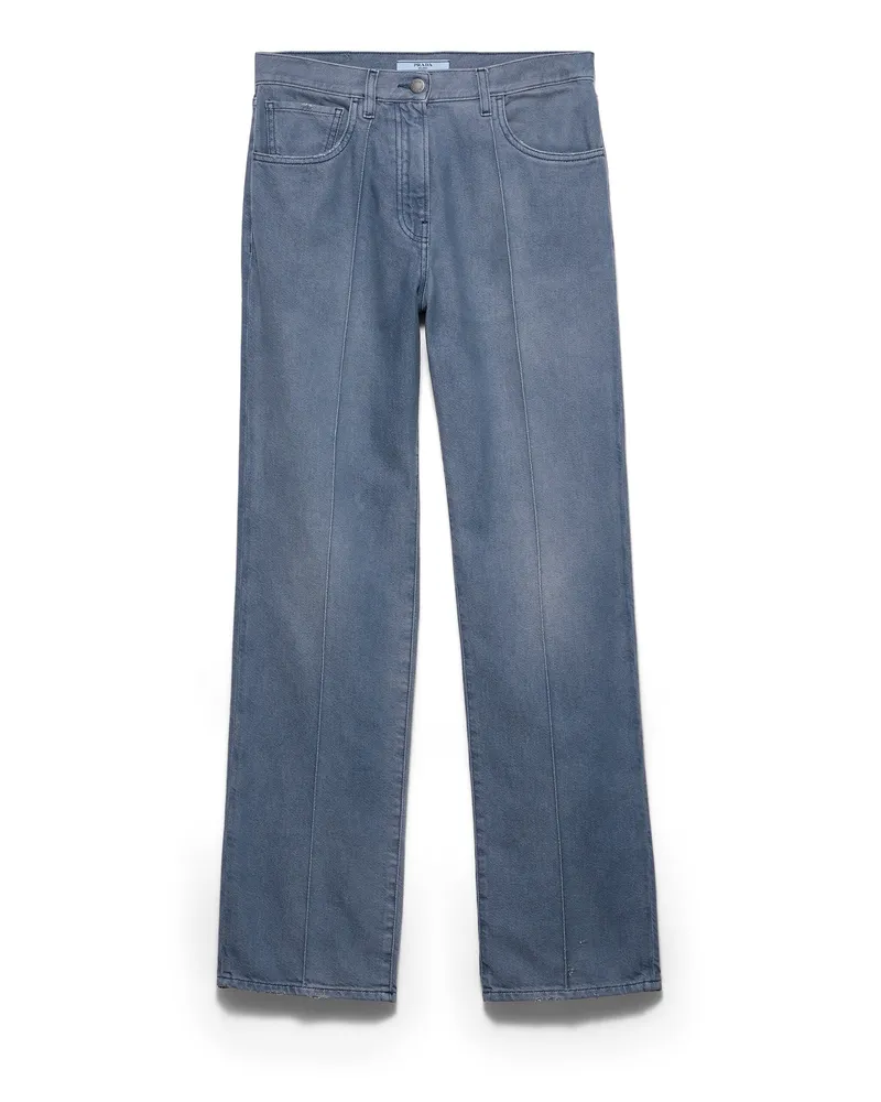 Prada Jeans Aus Gewaschenem Denim, Damen, Denim, Größe Denim