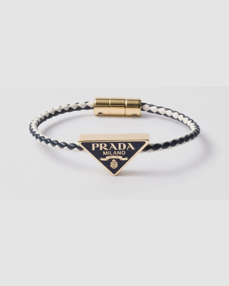Prada Geflochtenes Armband aus Nappa-Leder Ostseeblau