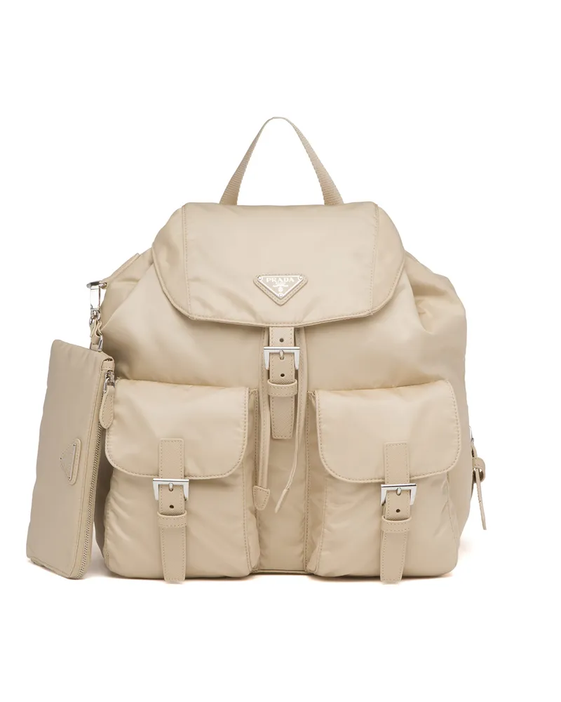 Prada Mittelgroßer Rucksack Aus Re-nylon, Damen, Wüstenbeige Wüstenbeige