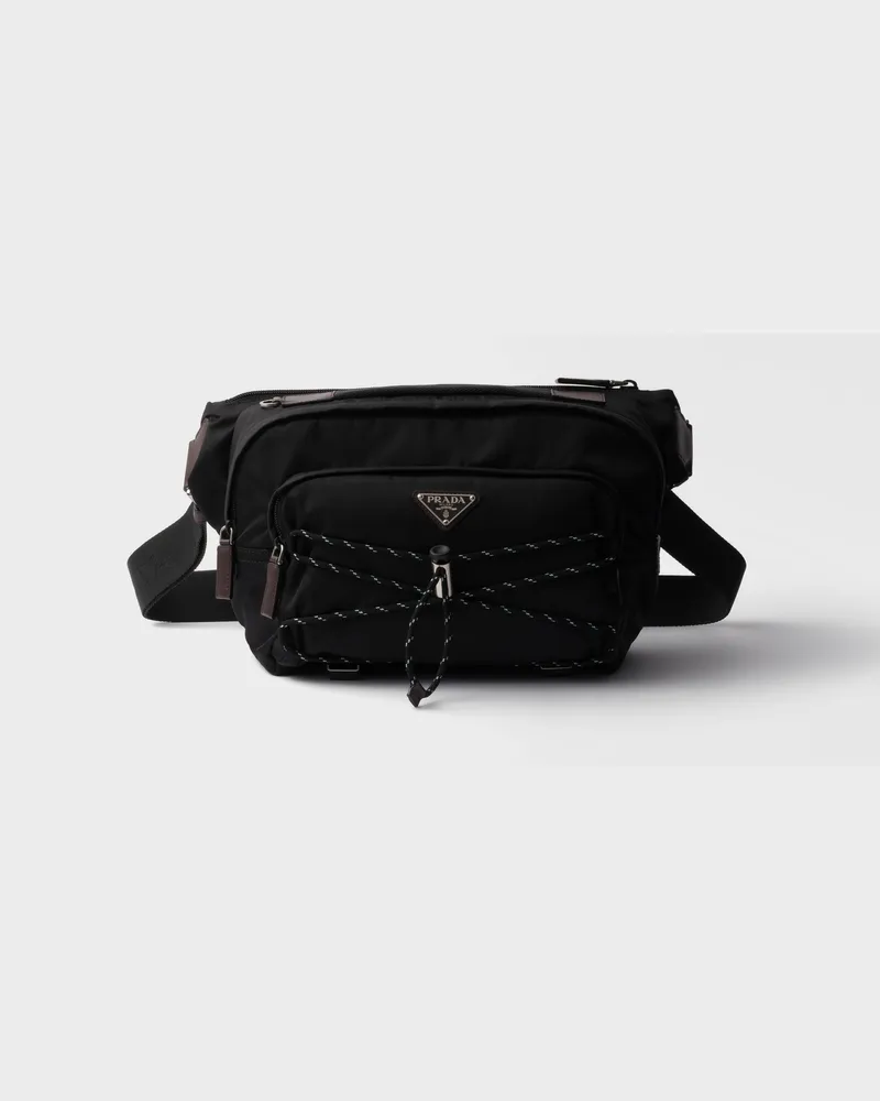Prada Speedrock Schultertasche aus Re-Nylon und Leder Schwarz