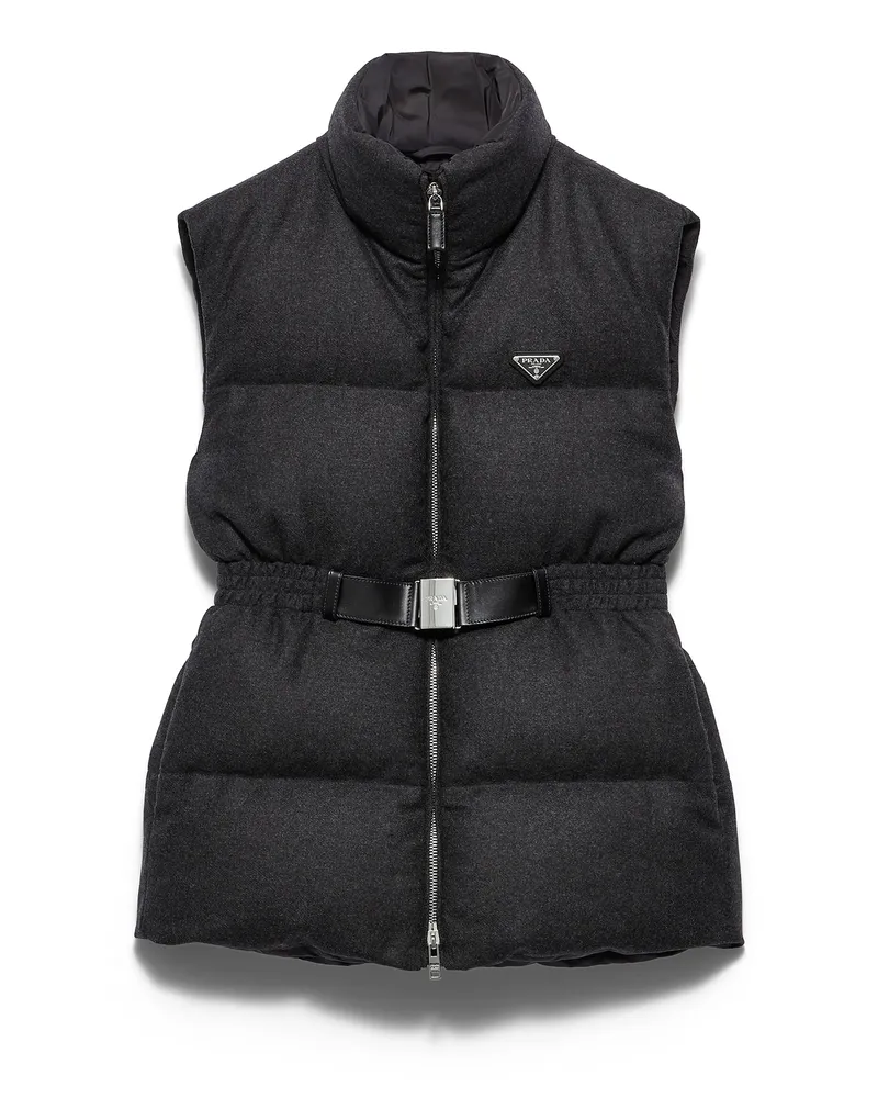 Prada Re-wool Down Vest, Damen, Anthrazitgrau, Größe Anthrazitgrau
