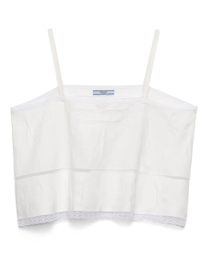 Prada Top Aus Leinen, Damen, Weiss, Größe Weiss