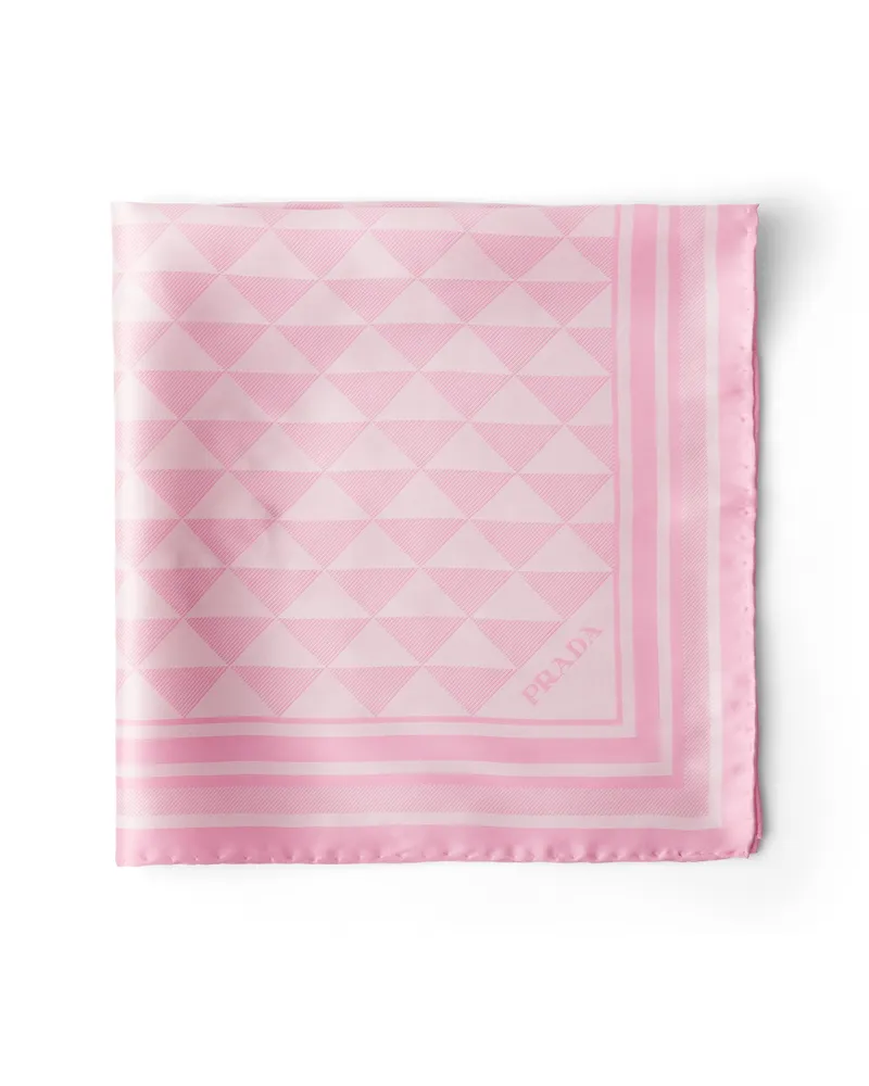 Prada Schal Aus Jacquard-seide 55x55, Damen, Alabaster/weiss Alabaster