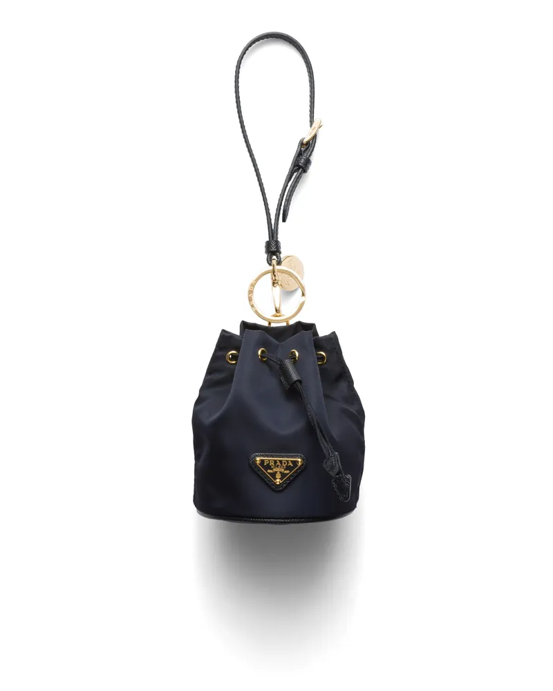 Prada Mini-icon-schlüsselanhänger Aus Re-nylon, Damen, Blau Blau