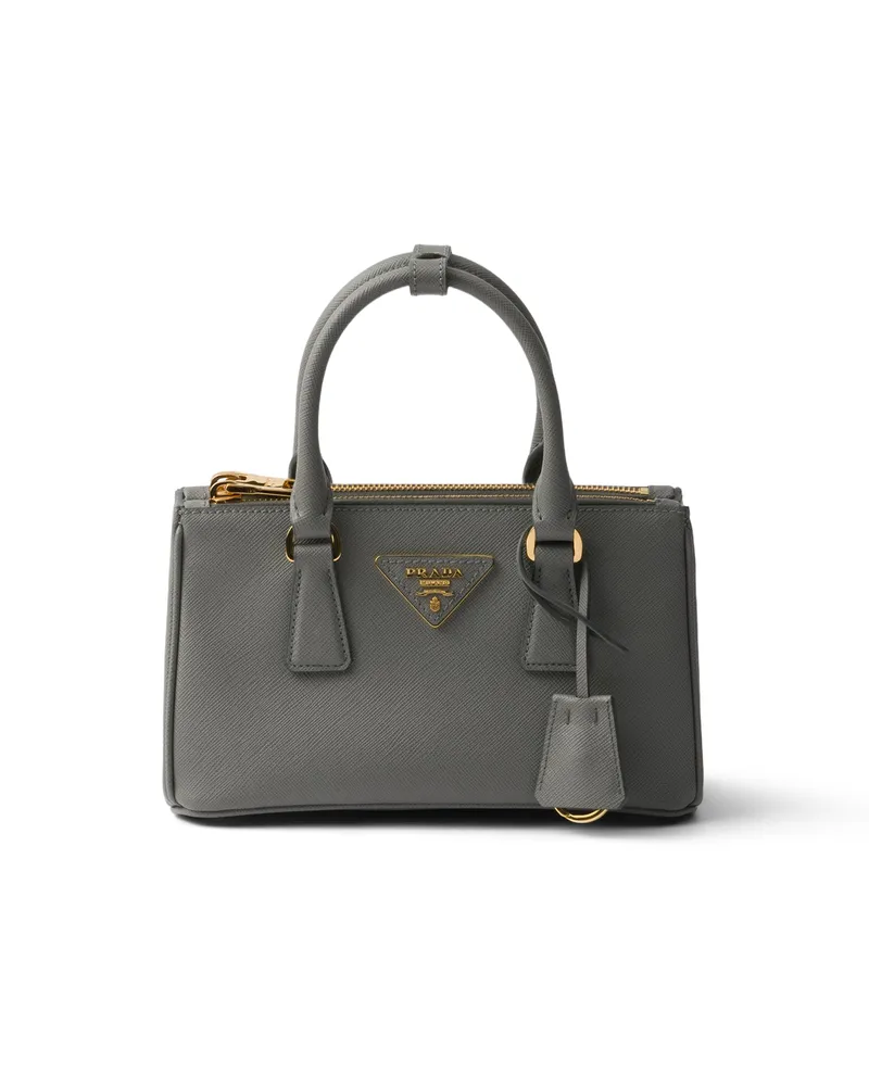 Prada Galleria Mini Bag Aus Saffiano-leder, Damen, Schiefergrau Schiefergrau