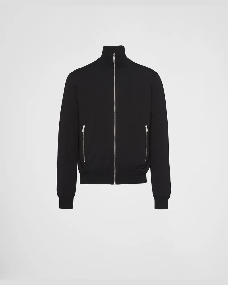 Prada Wendejacke aus Wolle und Re-Nylon Schwarz