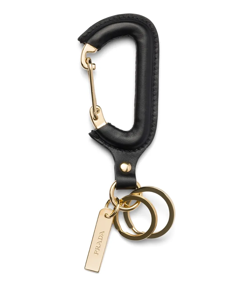 Prada Schlüsselanänger Aus Leder, Damen, Schwarz Schwarz