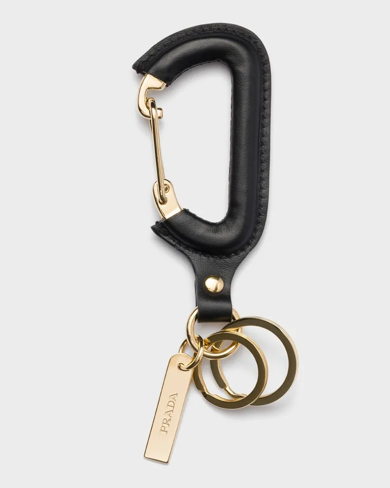 Prada Schlüsselring aus Leder Schwarz