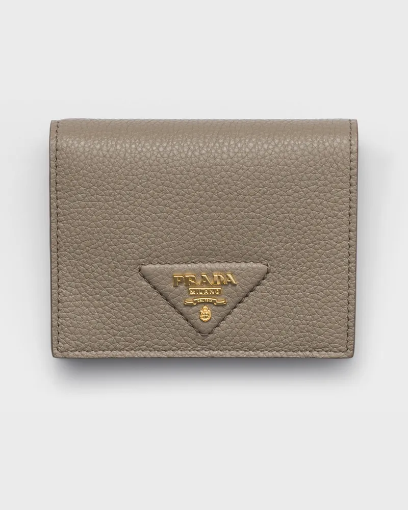Prada Kleine Geldbörse aus Leder Lehmgrau