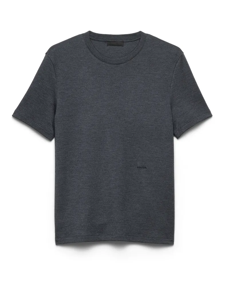 Prada T-shirt Aus Kaschmir Und Seide, Herren, Schiefergrau, Größe Schiefergrau