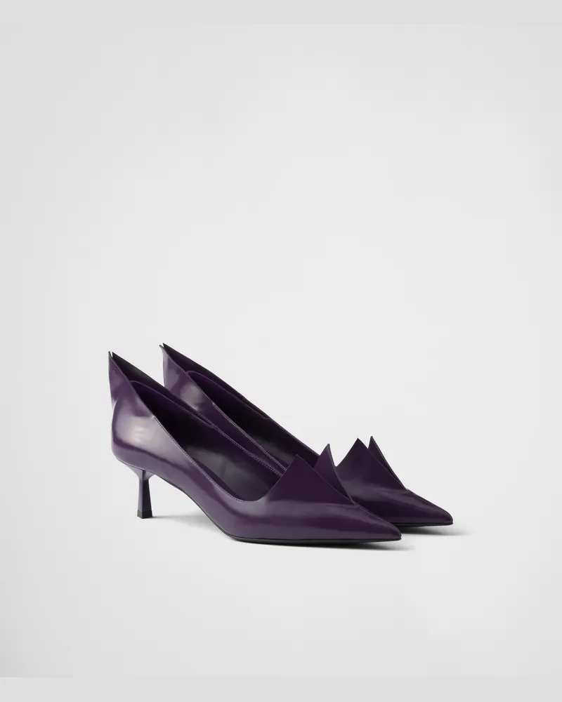 Prada Pumps aus gebürstetem Leder Violett