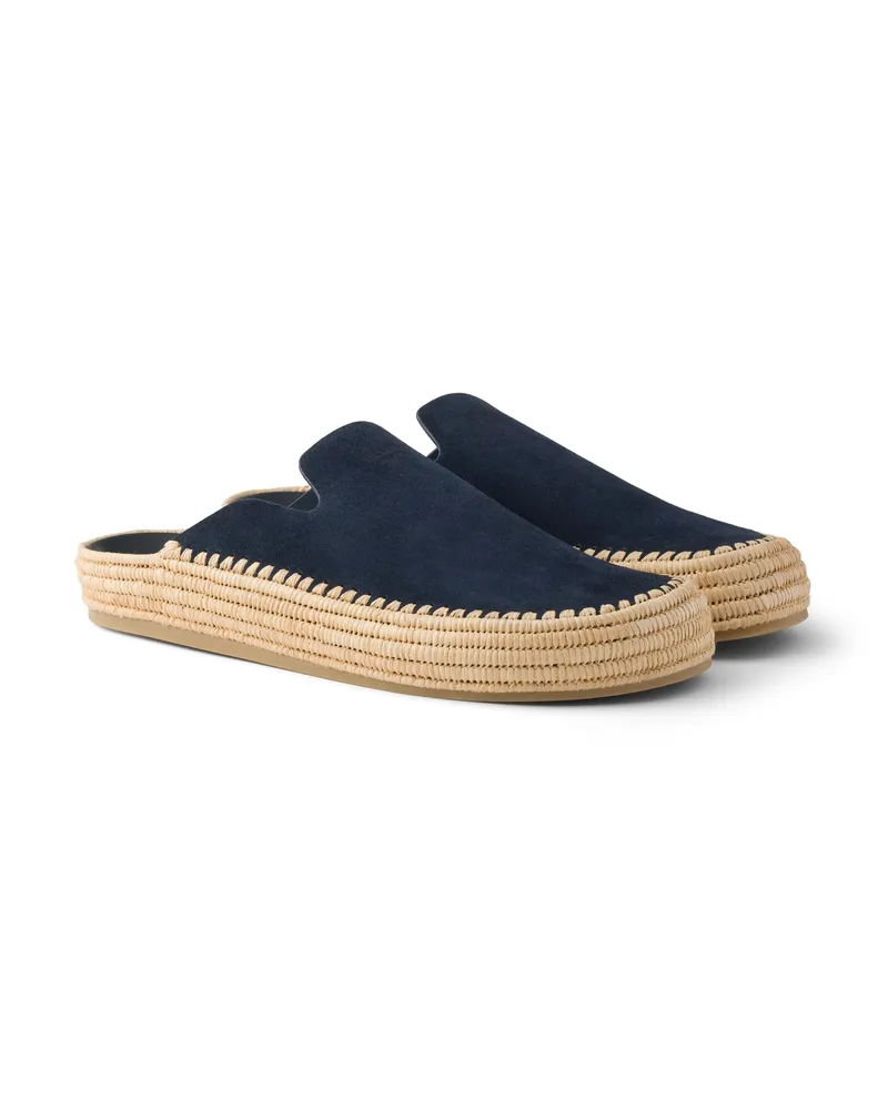 Prada Mules Aus Wildleder, Herren, Ultramarinblau, Größe 12 Ultramarinblau