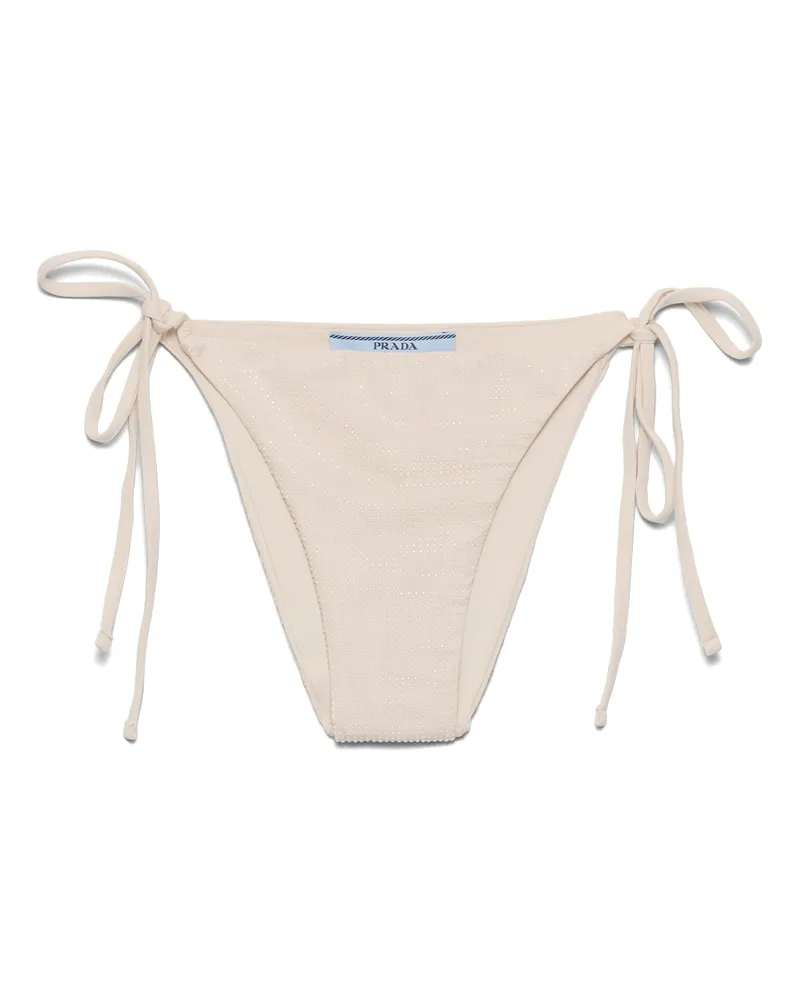 Prada Bikini-unterteil Aus Jersey Mit Strass, Damen, Nude/transparent, Größe Nude