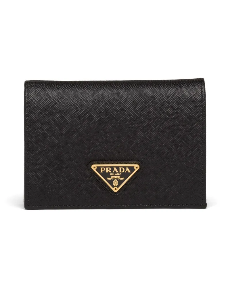 Prada Small Saffiano Leather Wallet, Damen, Schwarz Schwarz
