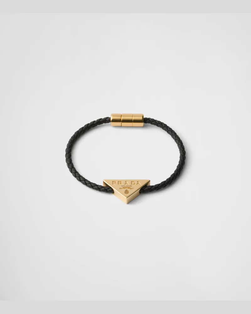 Prada Geflochtenes Armband aus Nappaleder Schwarz