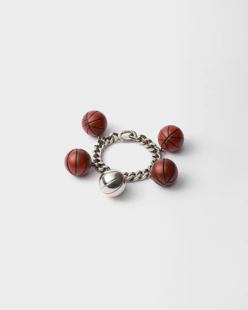 Prada Basketball-Armband aus Metall Zinngrau